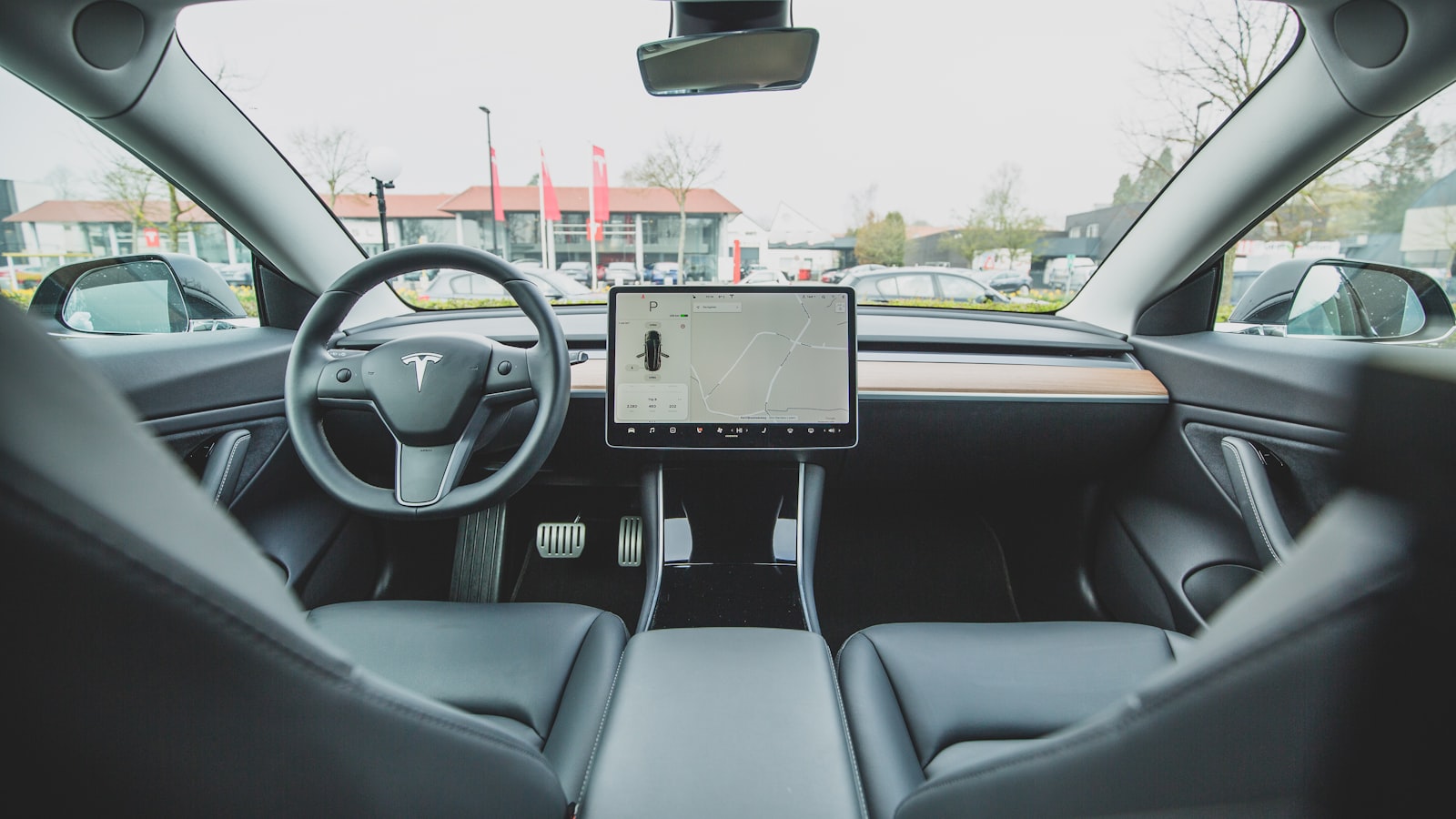 Tesla interior footwell and dashboard