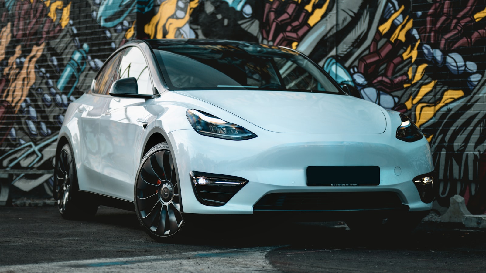 White Tesla Model Y front