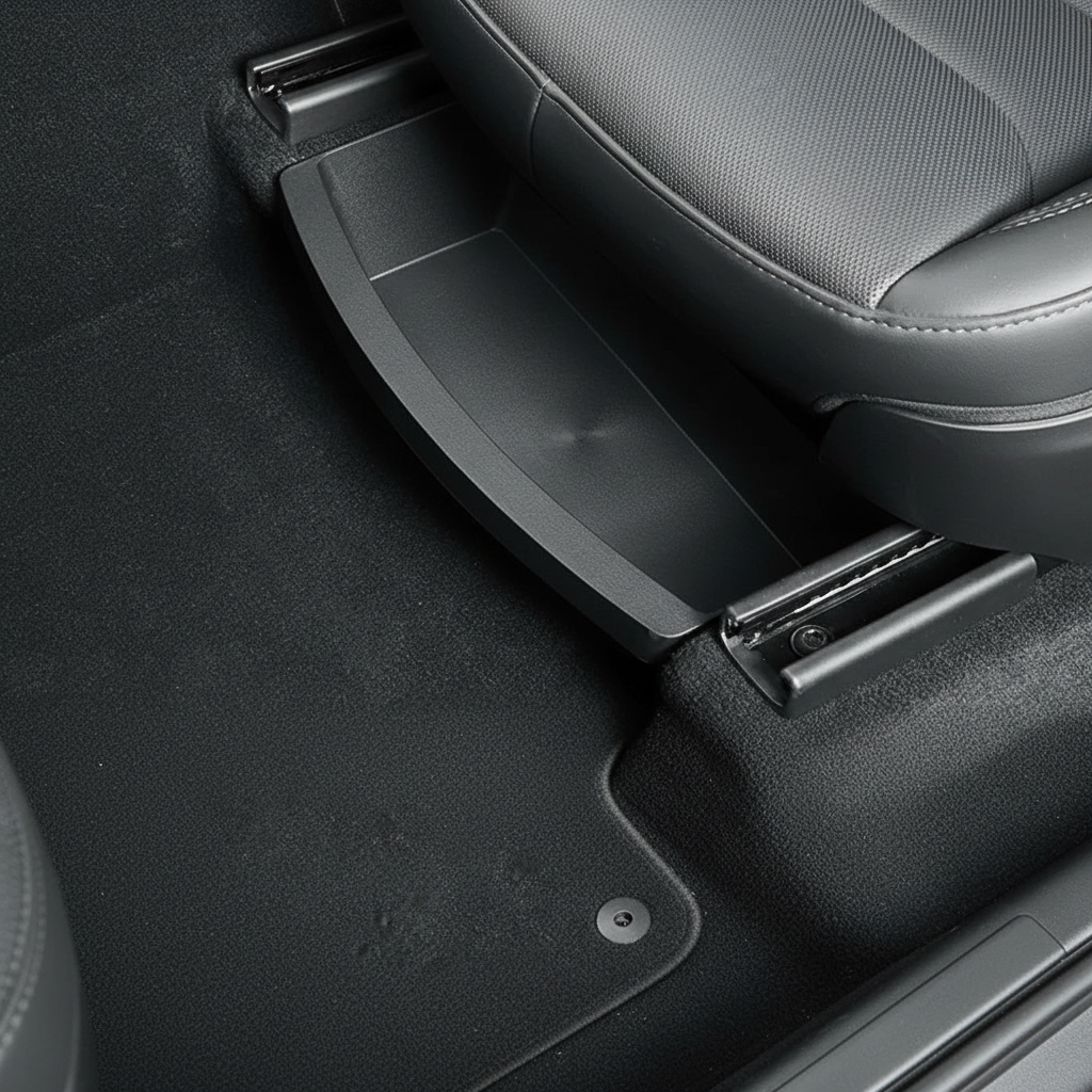 Under Seat Storage Box Organizer for Tesla Model Y Juniper 2025 2026 Hidden Storage Box Washable Underseat Drawer Accessories