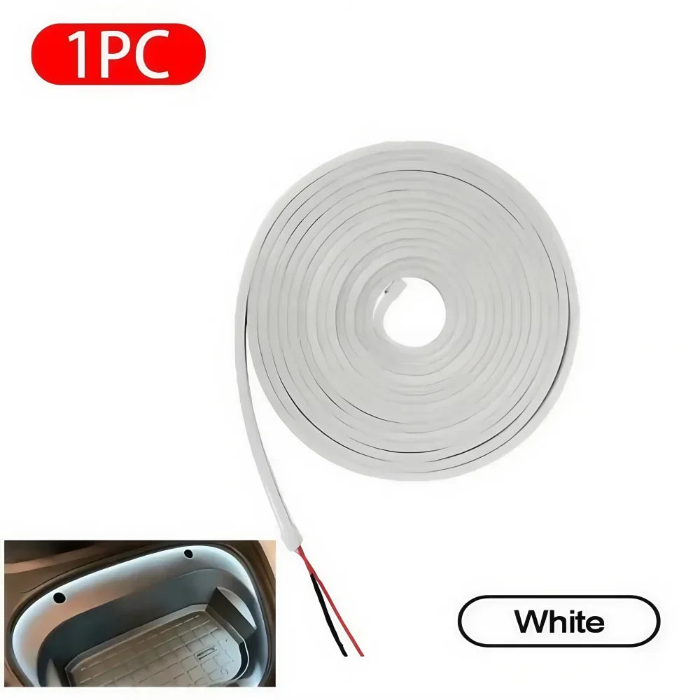 White LED strip light coil with red black wires, 1PC, for car interior lighting