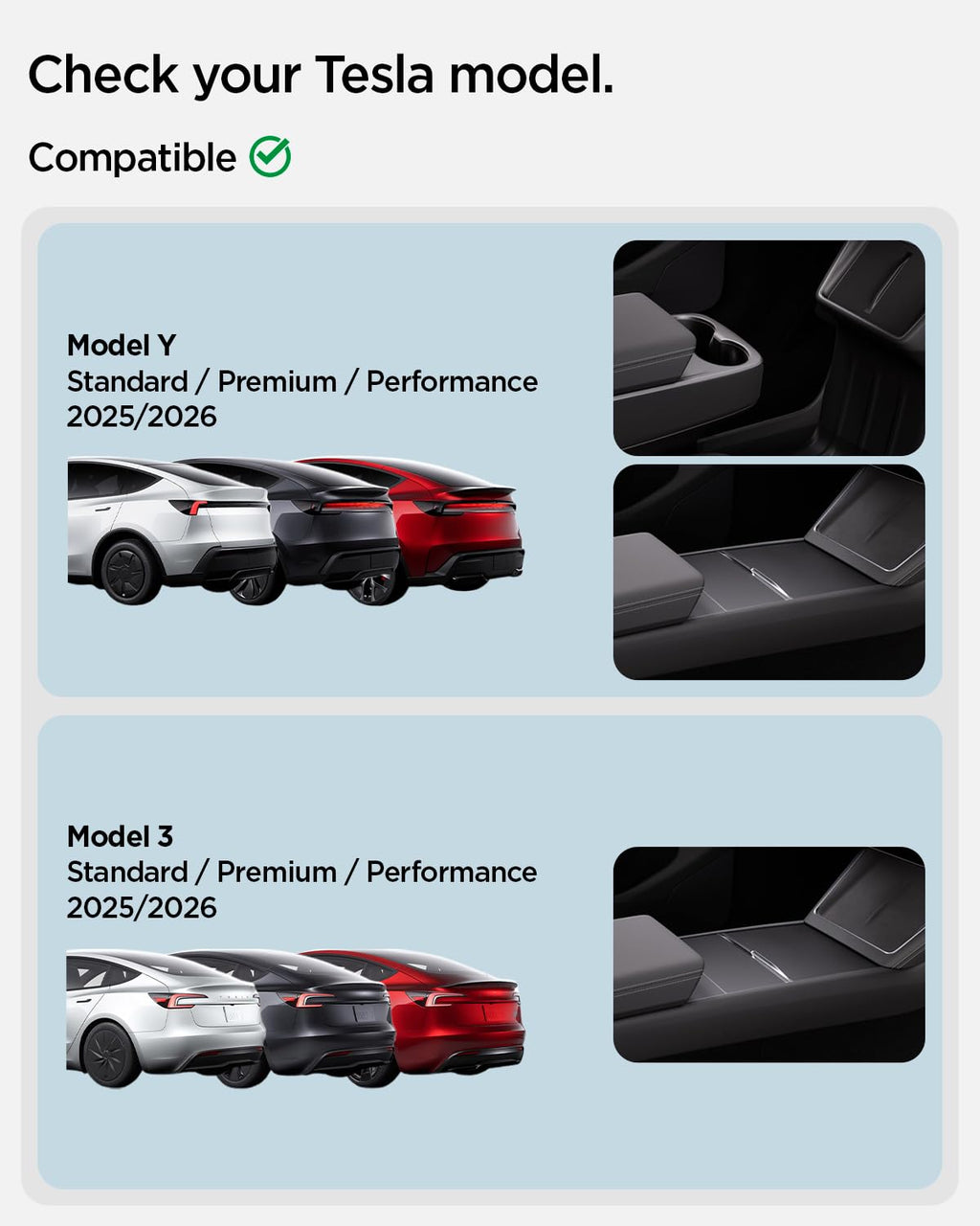 Spigen under-screen storage compatibility for Tesla Model 3 and Model Y