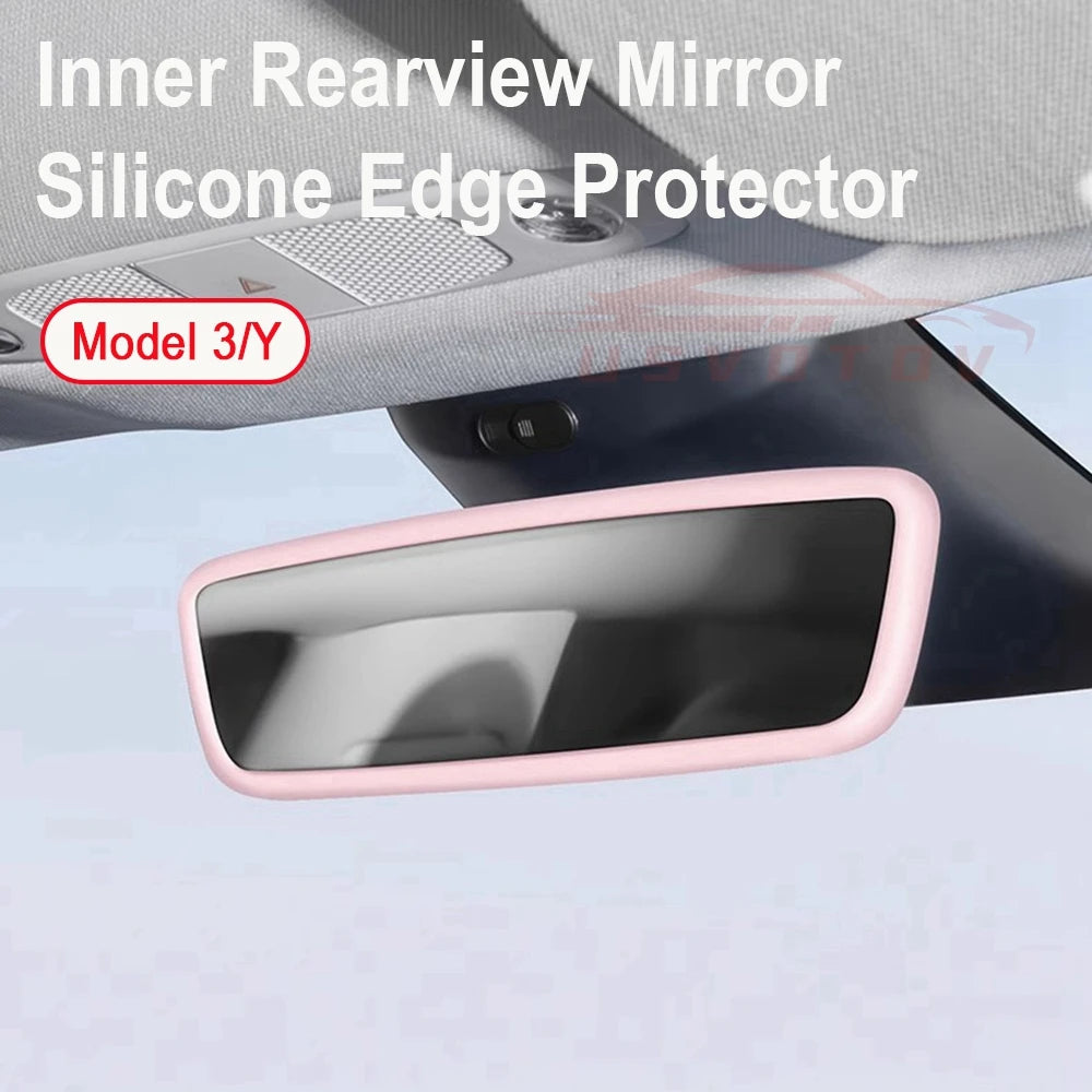 Rearview Mirror Protector Frame for Tesla Model 3 Y S X 2026 -2019 Juniper Center Console Accessories Mirror Silicone Cover Trim