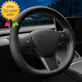 Black perforated steering wheel cover for modern car interior, eBay top-rated seller
