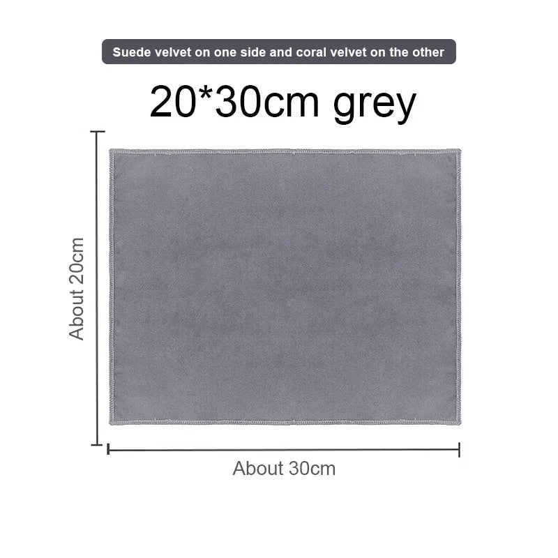 Microfiber car towel size diagram 20 by 30 cm grey