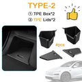 Four-piece TPE trunk side storage box and lid set for Model Y