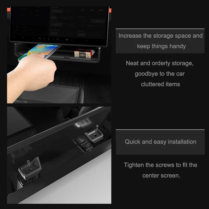 Elevate Your Tesla Cybertruck 2025 Experience with the Ultimate Under-Screen Storage Box Organizer