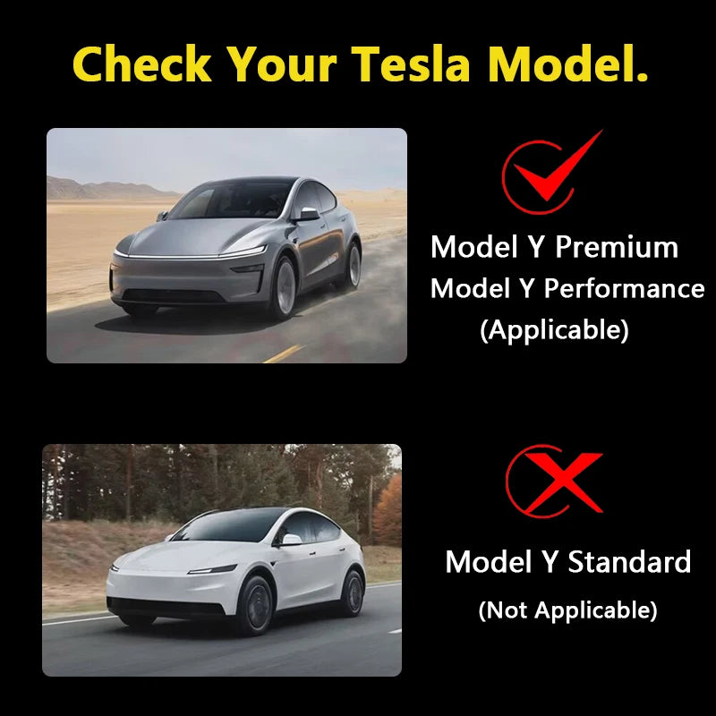 Tesla Model Y compatibility chart for trunk tailgate guard pad