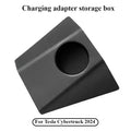 Cybertruck charging adapter storage box top angle view