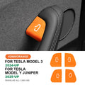 Tesla orange suede door switch trim cover installed
