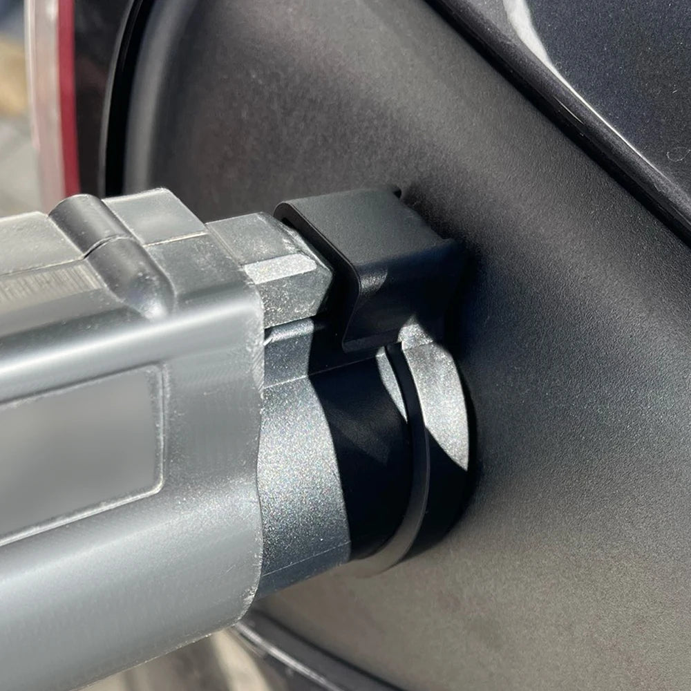 Charge adapter lock installed on Tesla J1772 connector