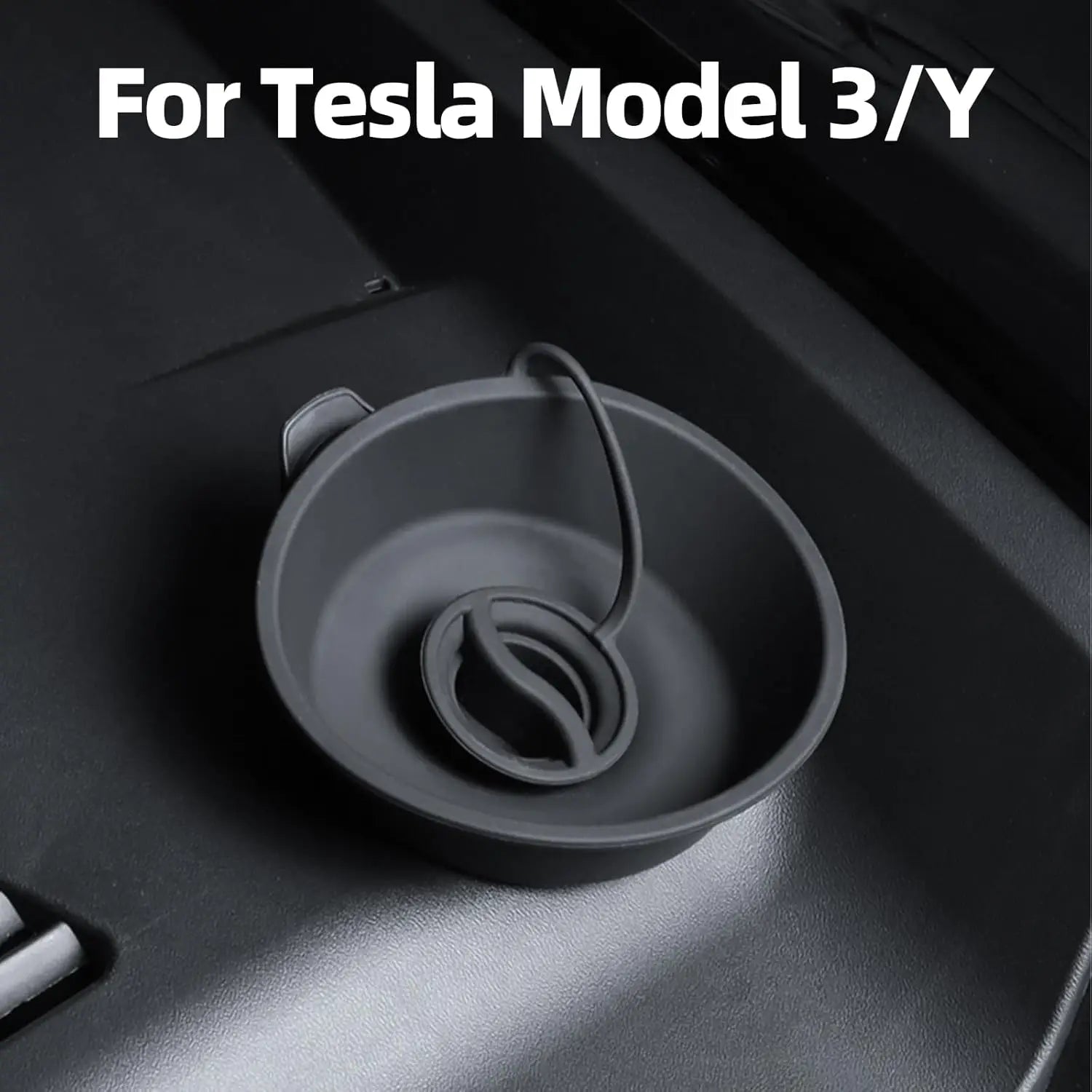 Silicone windshield washer fluid funnel installed in Tesla Model 3 reservoir