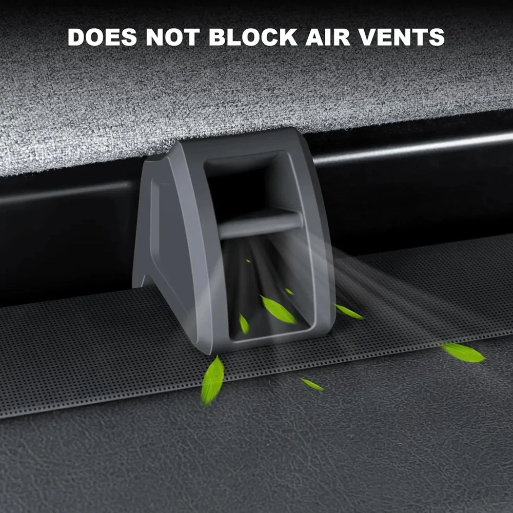 Tesla air vent freshener clip adapter installed without blocking the dash vent