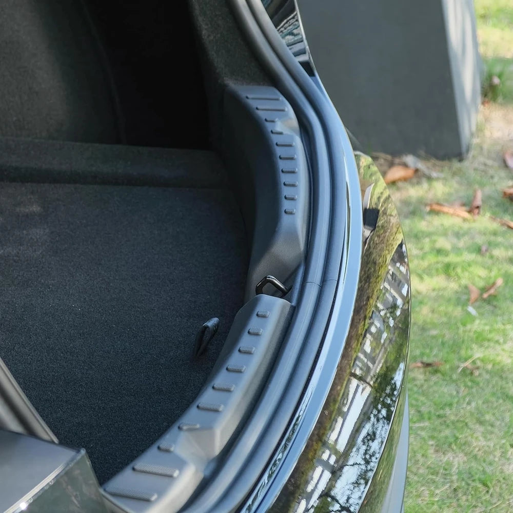 Tesla Model 3 Highland trunk sill guard installed at the loading edge
