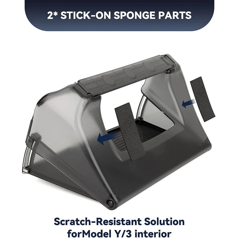 Tesla under-screen storage tray with two stick-on sponge mounting parts