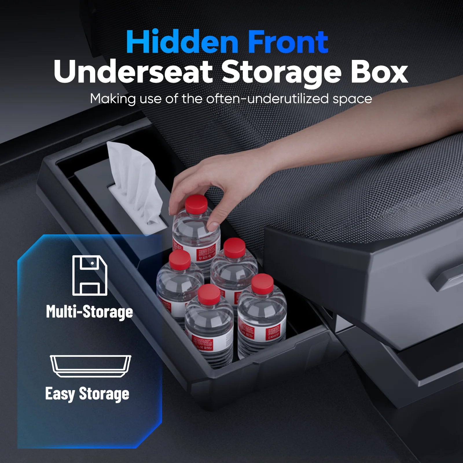 Maximize Your Tesla Cybertruck's Space with the Eco-Friendly Underseat Storage Box - Durable TPE Drawer for Ultimate Organization