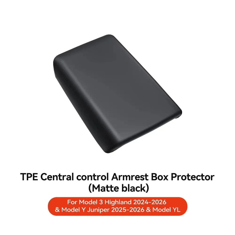 TPE matte black Tesla central console armrest box protector