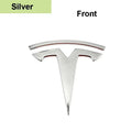 Silver Tesla T front emblem badge