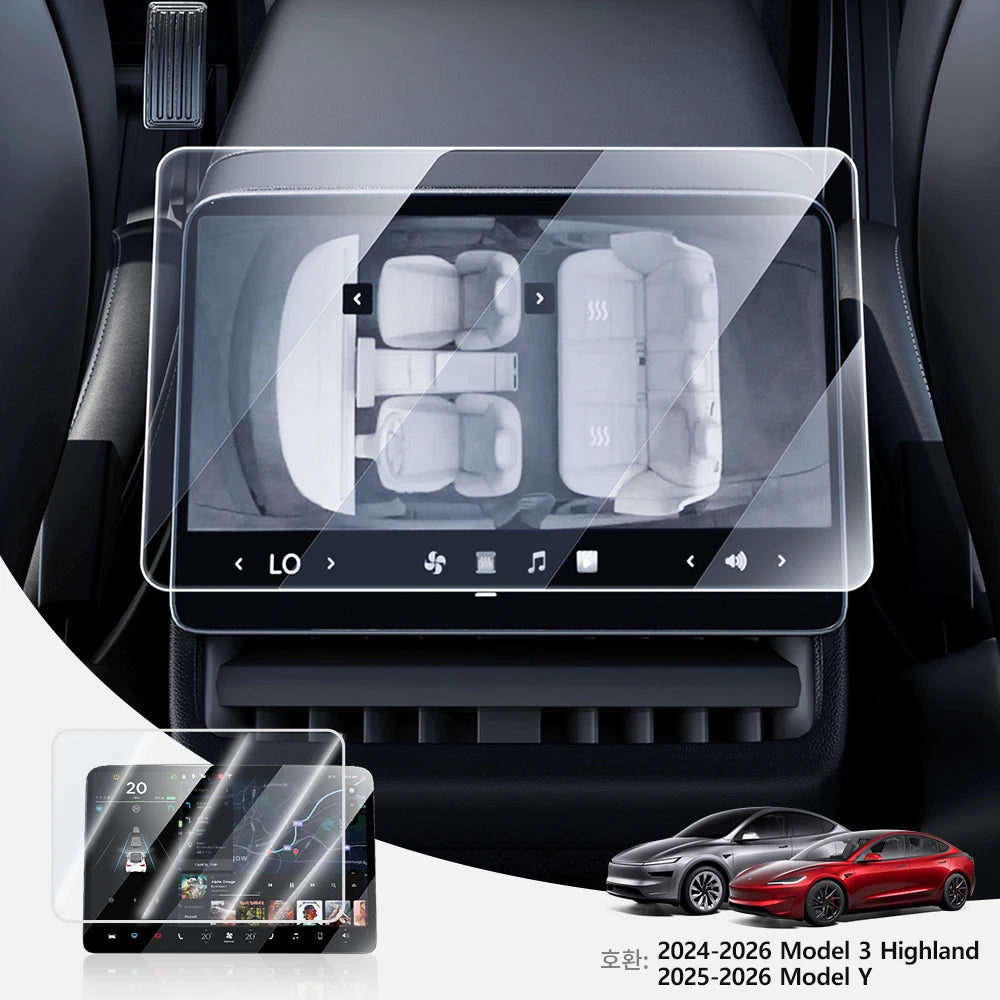 Tesla center control tempered glass screen protector applied to dashboard touchscreen