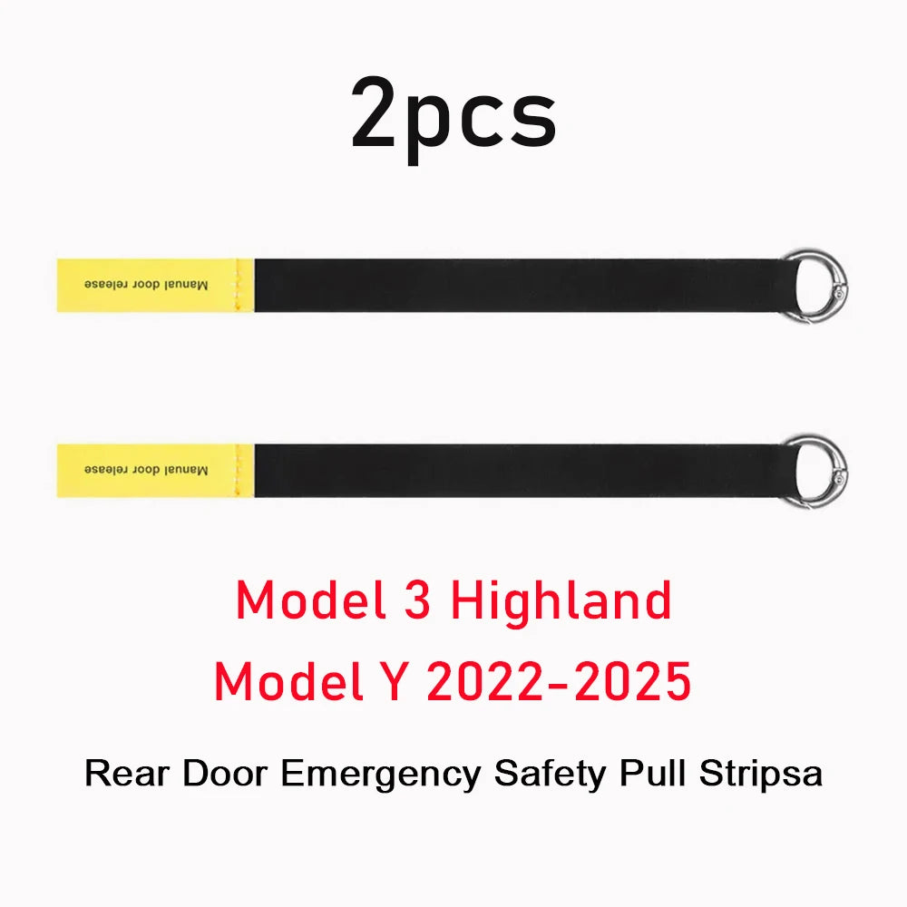 Set of 2 Tesla rear door emergency pull straps for Model 3 Highland and Model Y