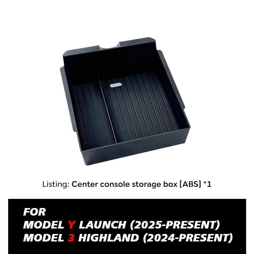Tesla Model Y Juniper center console storage box ABS tray detail