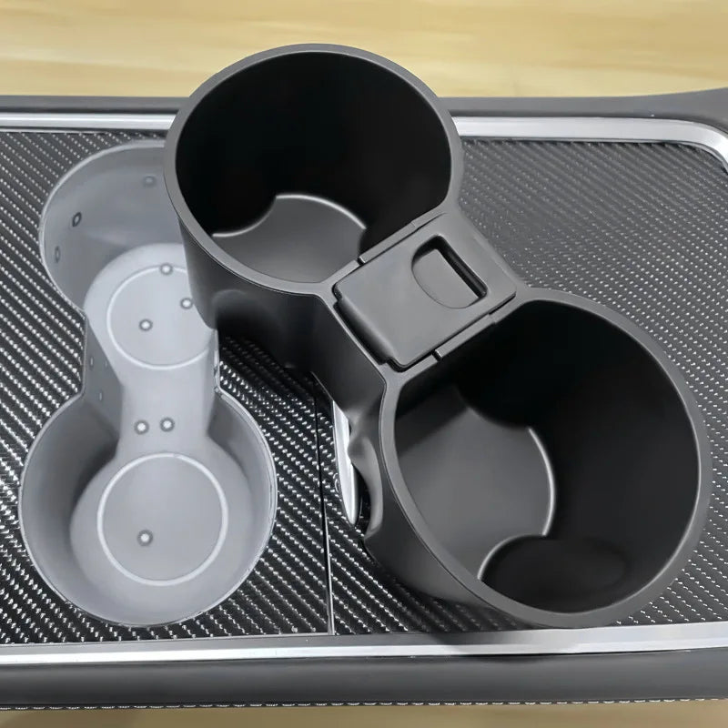 Tesla cup holder insert organizer installed