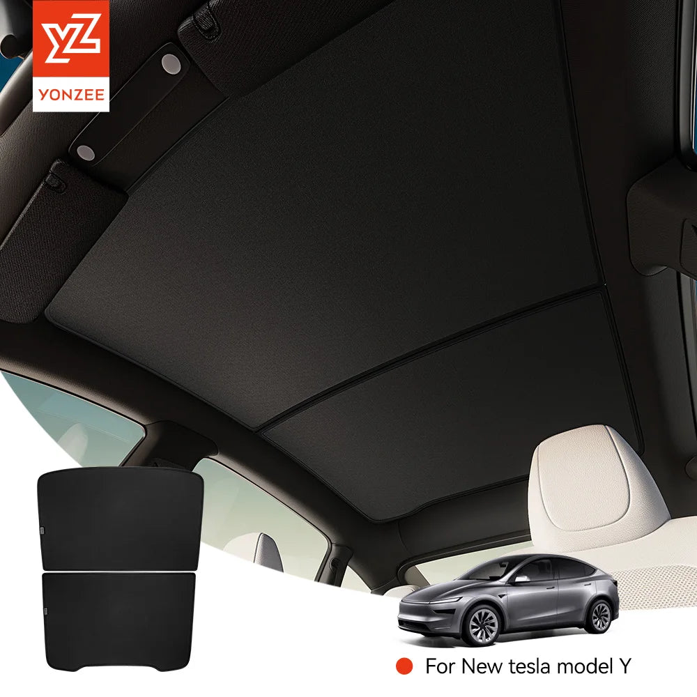 Tesla glass roof fitted with black graphene honeycomb sunshade