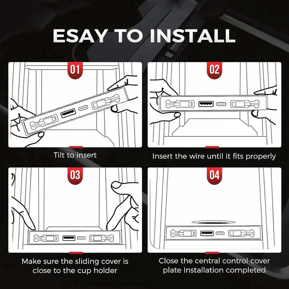 Step by step installation of Tesla console charging dock
