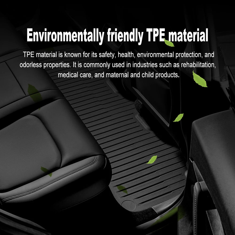 Wear-resistant TPE material detail on Tesla Model Y floor mat