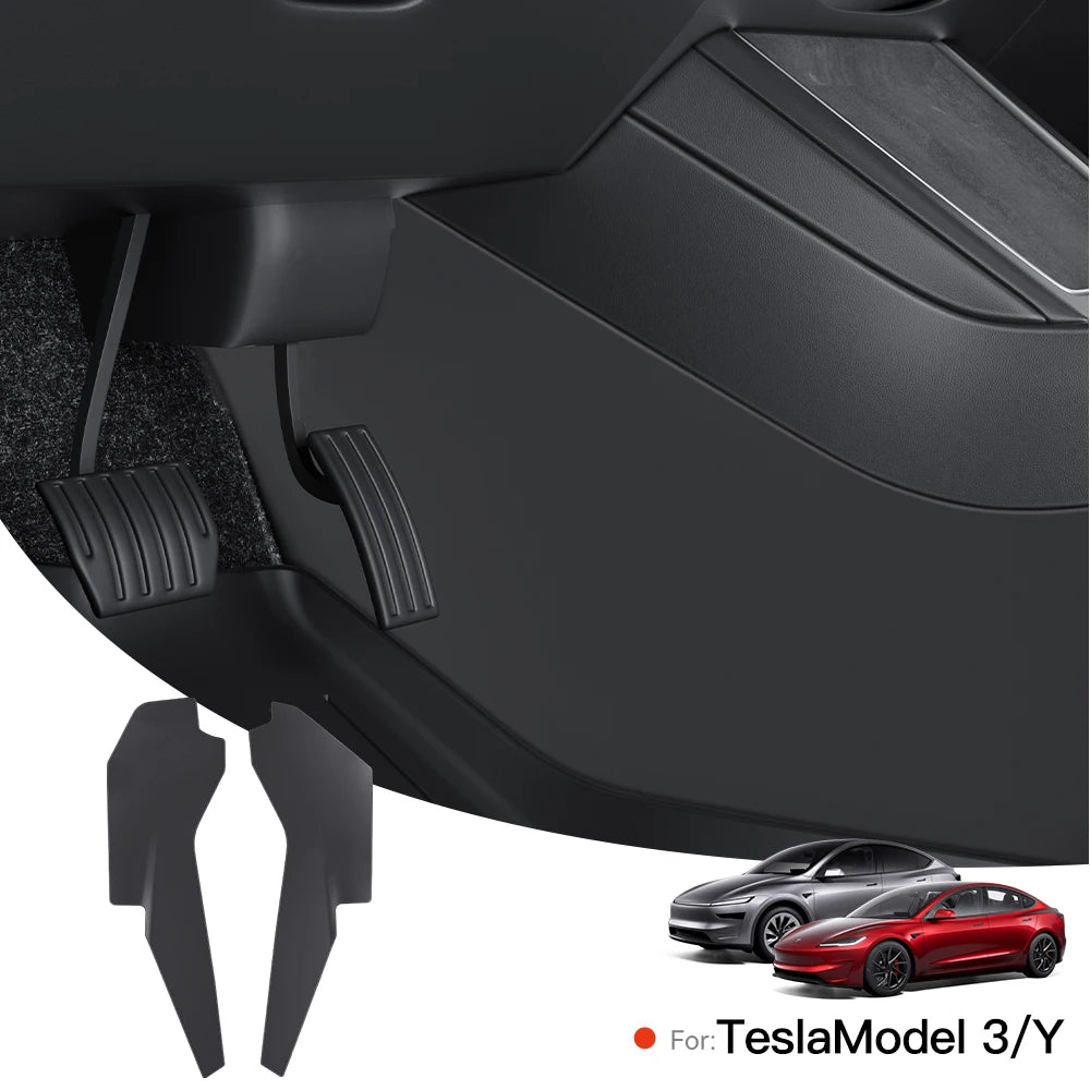 Tesla center console side anti-kick pads installed beside footwell