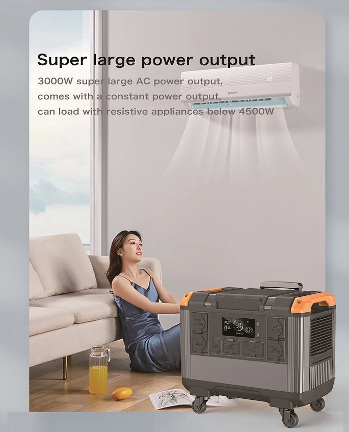 3000W power station providing backup power in a living room