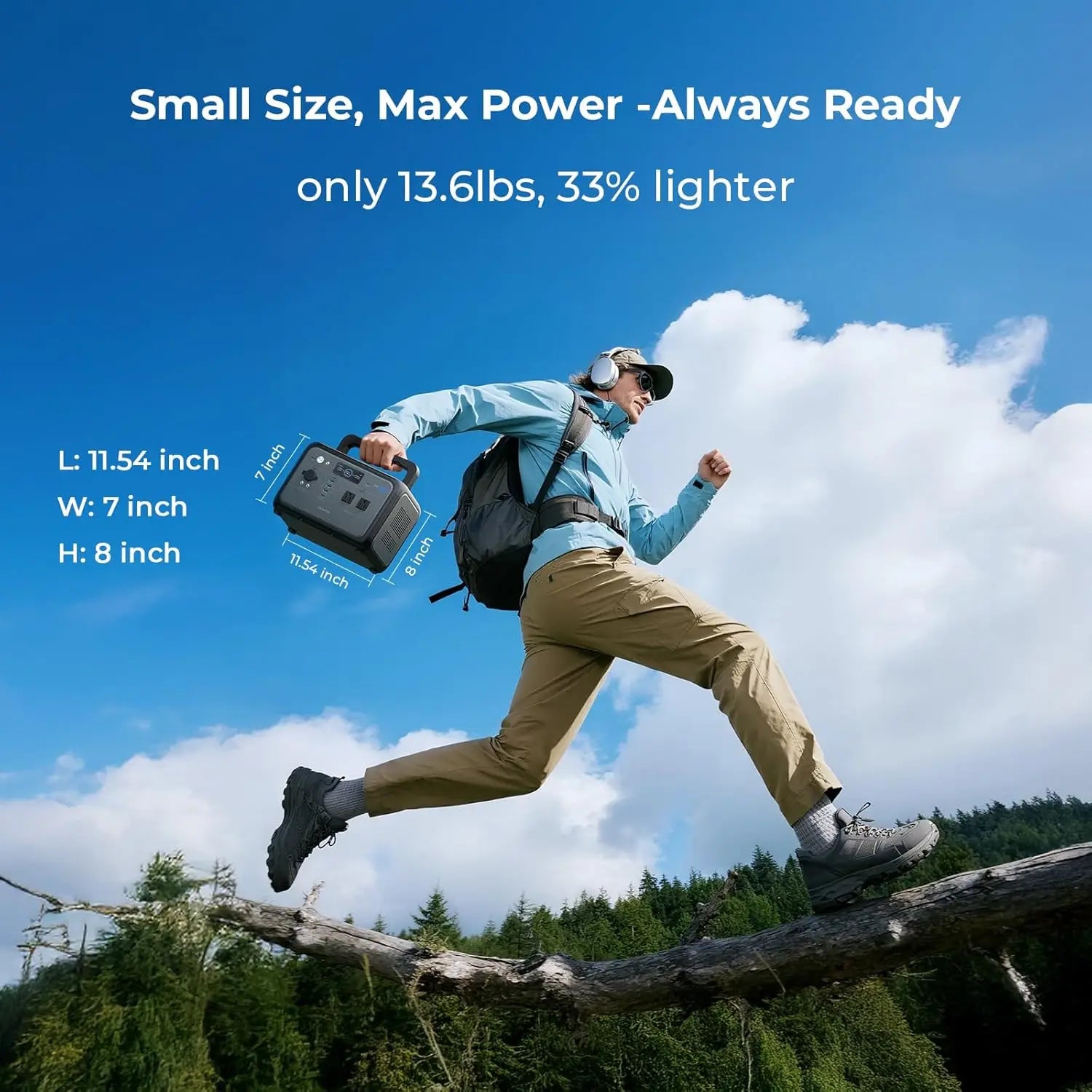 OUKITEL P800E compact 13.6 lb portable power station carried outdoors
