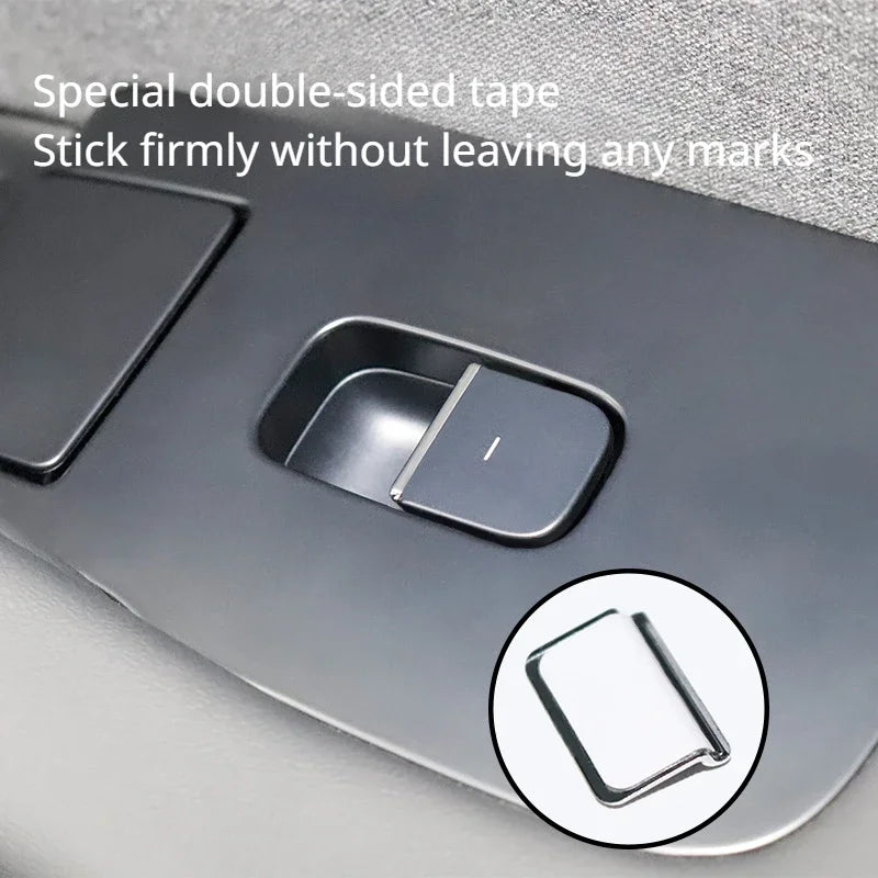 Tesla chrome switch trim with double-sided tape no-residue mounting
