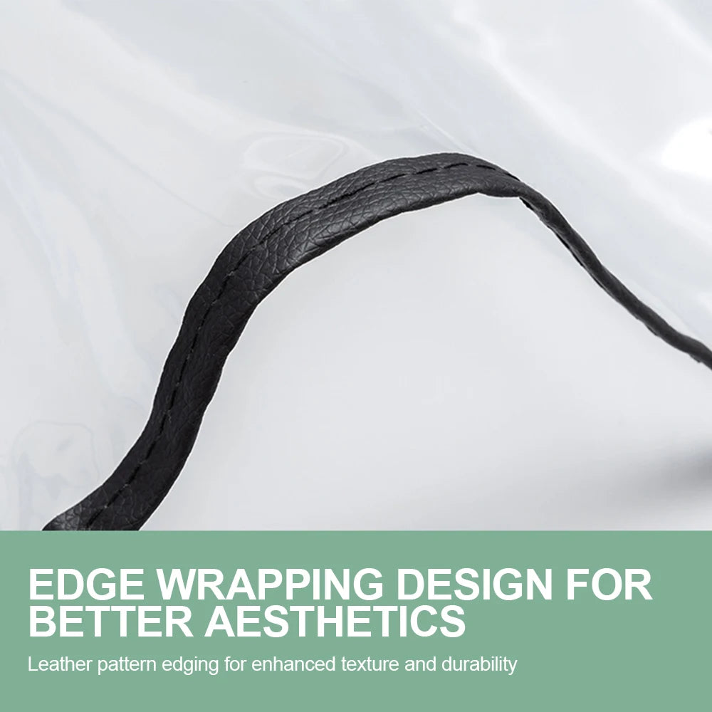 Edge-wrapped leather-pattern trim detail on the EV charging port rain cover