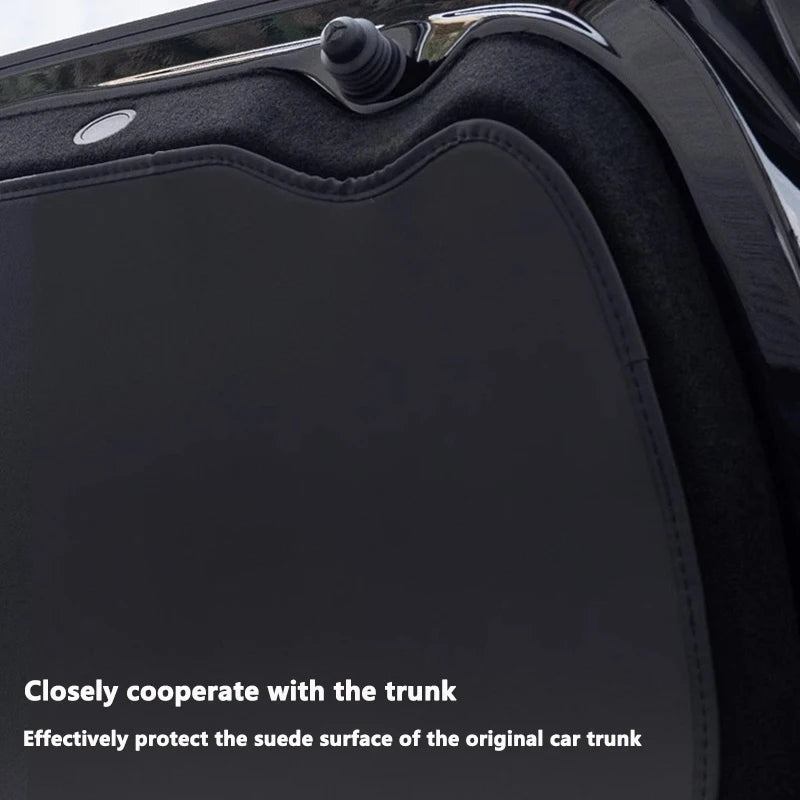 Leather pad closely cooperating with the Tesla trunk surface