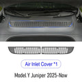 Tesla Model Y Juniper air inlet cover mesh shown installed and removed