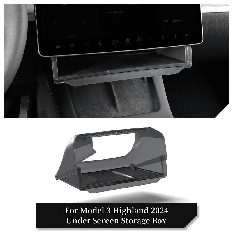 Tesla Model 3 Highland 2024 under-screen storage box installed