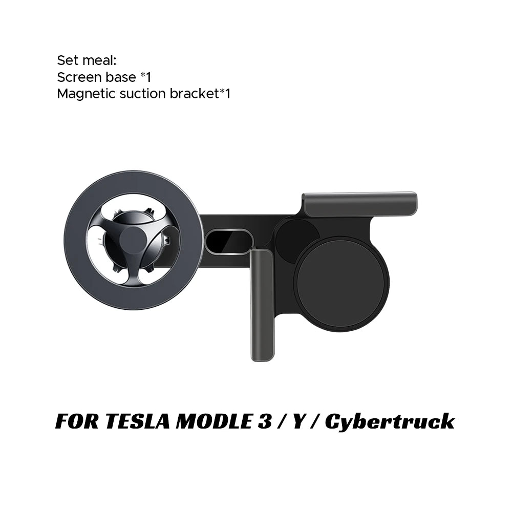 Tesla magnetic wireless phone charger mount product view with screen base clamp