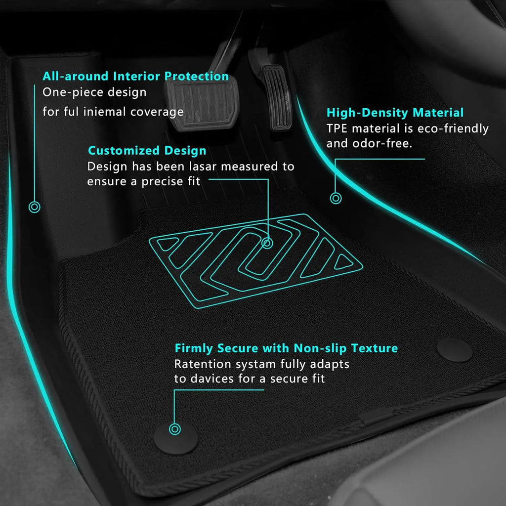 Anti-slip textured surface of Tesla Model Y Juniper floor mat