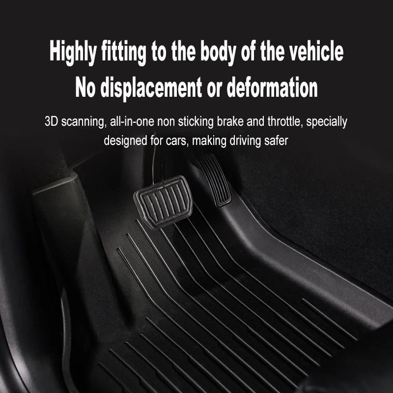 TPE floor mat custom-fit to Tesla Model Y Juniper footwell contours