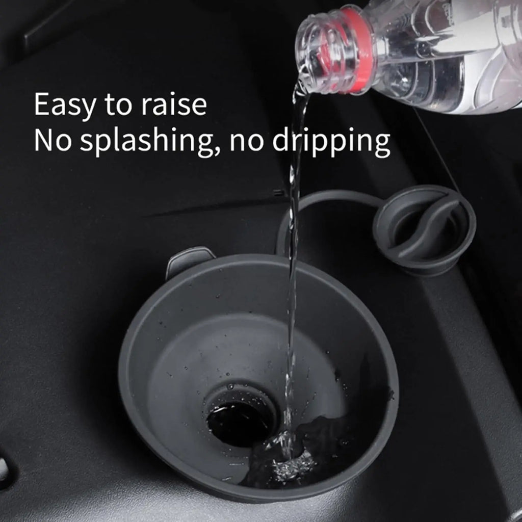 Pouring washer fluid into Tesla funnel with no splashing or dripping