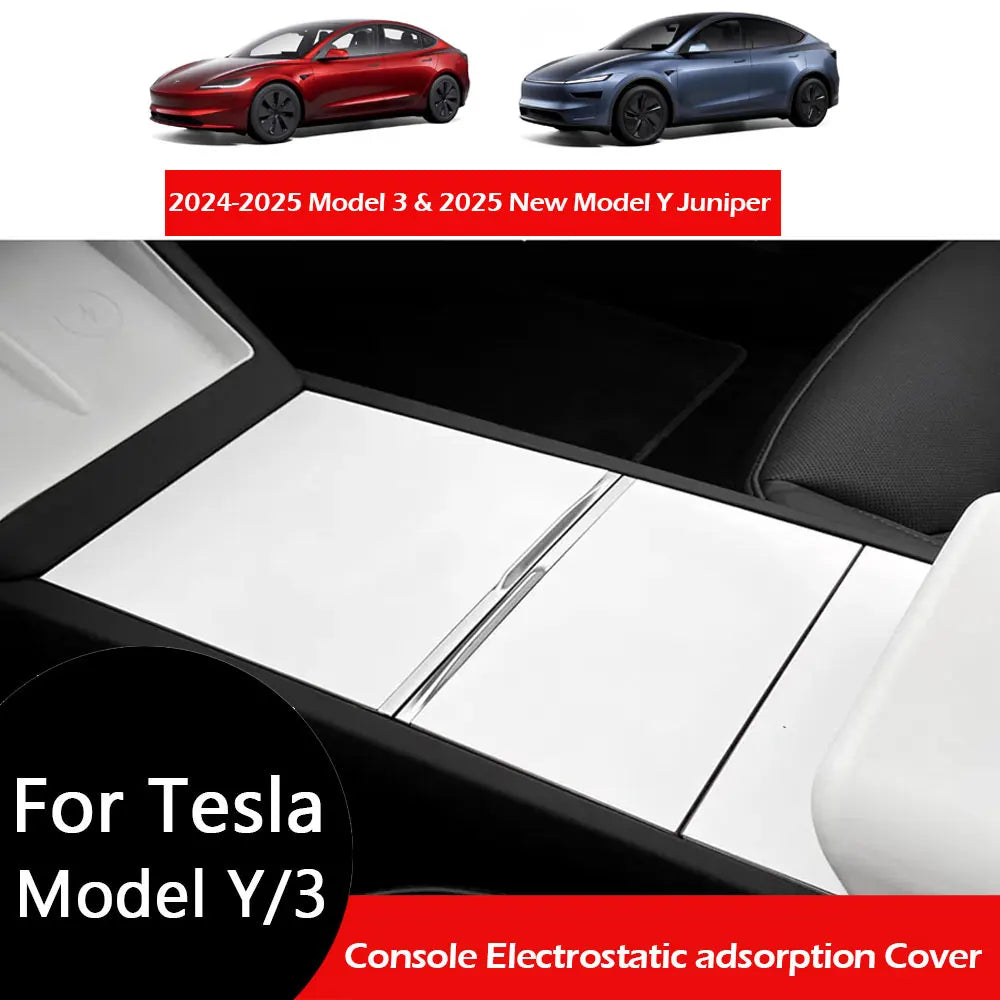 Tesla Model Y and Model 3 console electrostatic adsorption protection cover installed