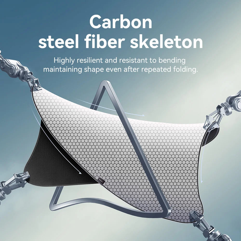 Carbon steel skeleton of Tesla honeycomb roof sunshade flexing
