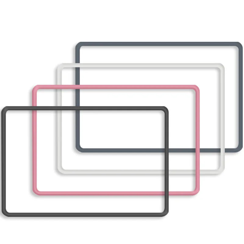 Tesla silicone screen frame protector available in black, grey, pink, and red