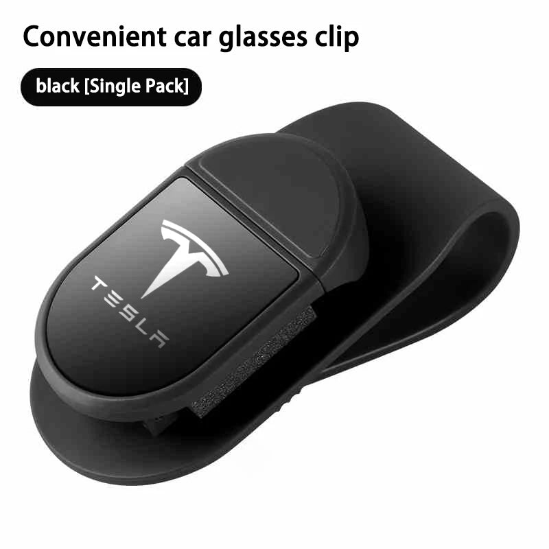 Black Tesla sunglasses visor clip holder