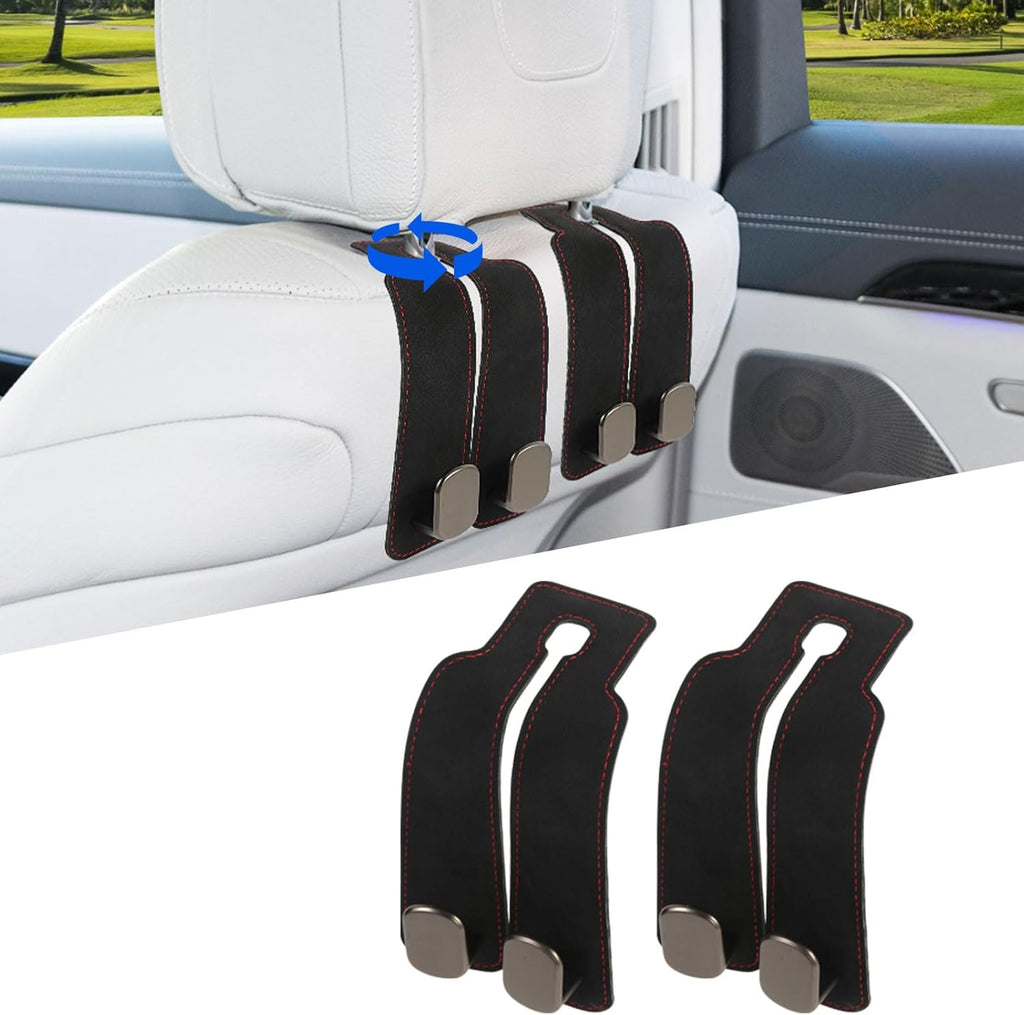 Elevate Your Car Organization with 2 Pcs Premium Suede Multifunctional Headrest Hooks – Stylish Storage Solution for Purses, Bags and More!