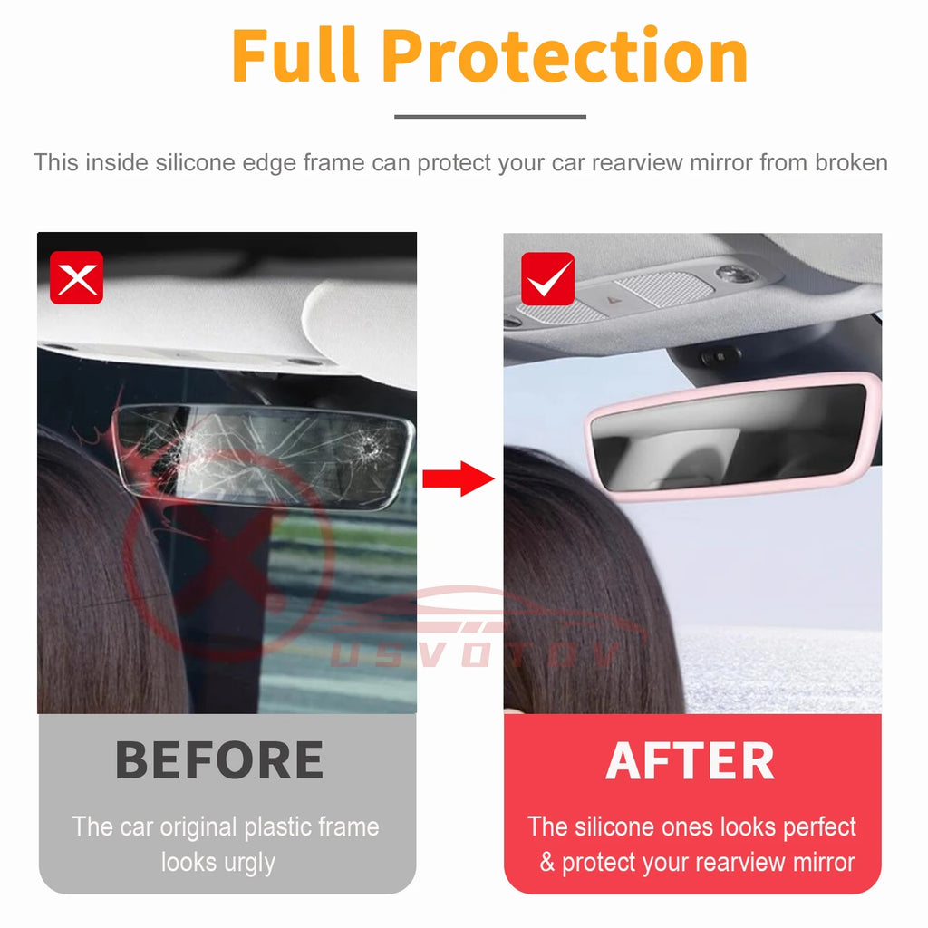 Rearview Mirror Protector Frame for Tesla Model 3 Y S X 2026 -2019 Juniper Center Console Accessories Mirror Silicone Cover Trim