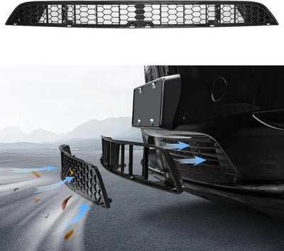 Black honeycomb front bumper grille with airflow design for car styling and cooling